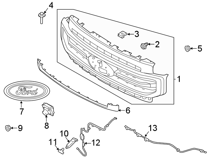 Diagram Grille & components. for your 2015 Lincoln MKZ Hybrid Sedan  