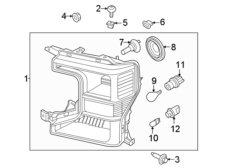 Diagram Front lamps. Headlamp components. for your 2013 Lincoln MKZ Hybrid Sedan  