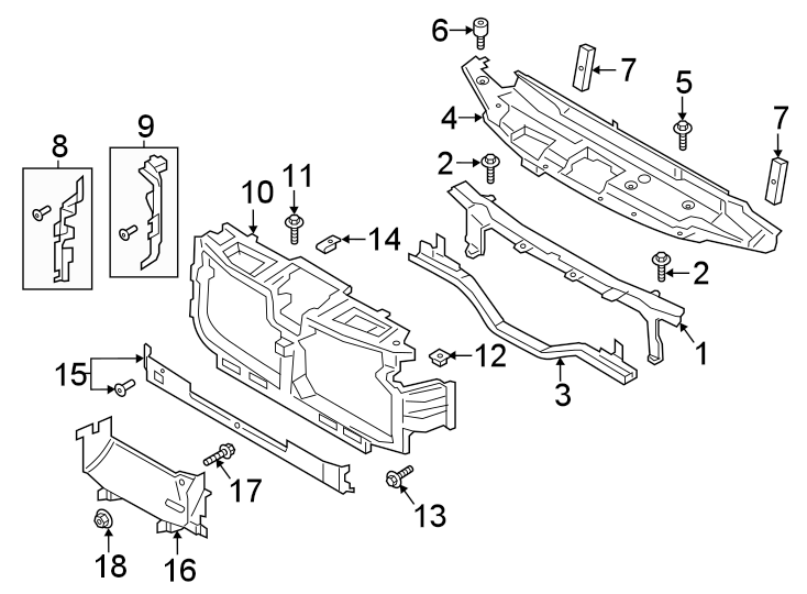 Diagram RADIATOR SUPPORT. for your 1990 Ford F-150   