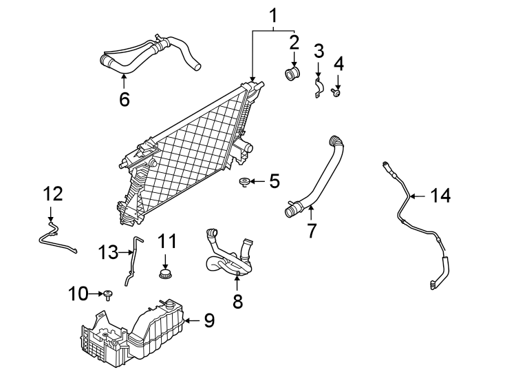 Diagram Radiator & components. for your 2014 Lincoln MKZ   