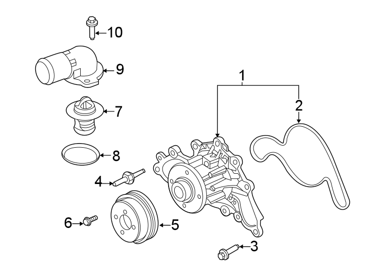 Diagram WATER PUMP. for your Ford