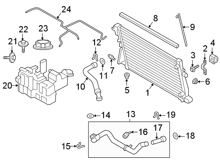 Diagram RADIATOR & COMPONENTS. for your 2002 Ford F-350 Super Duty   