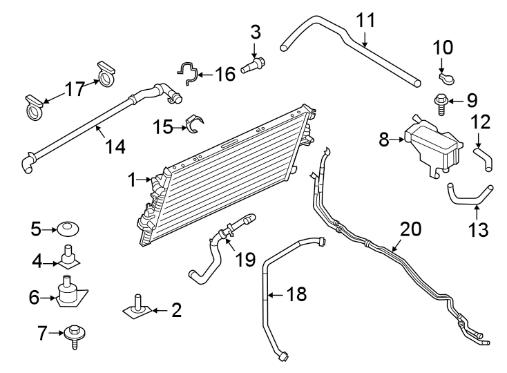 Diagram RADIATOR & COMPONENTS. for your Ford F-150  