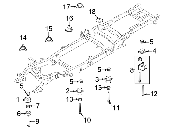 Diagram FRAME & COMPONENTS. for your Ford F-250 Super Duty  