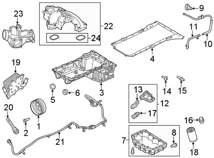 Diagram ENGINE PARTS. for your 2015 Lincoln MKZ Black Label Sedan 2.0L EcoBoost A/T FWD 