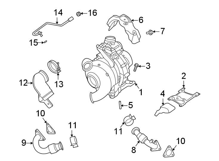 Diagram TURBOCHARGER & COMPONENTS. for your Ford