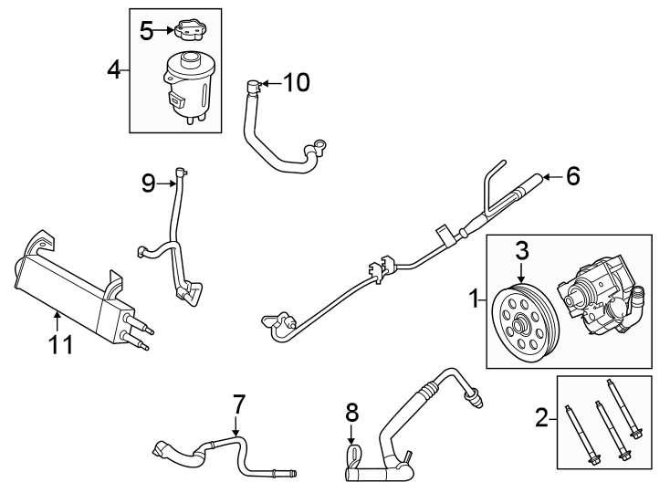 Diagram STEERING GEAR & LINKAGE. PUMP & HOSES. for your 2020 Ford Police Responder Hybrid   