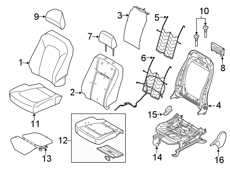 Diagram SEATS & TRACKS. FRONT SEAT COMPONENTS. for your 2016 Ford F-350 Super Duty   