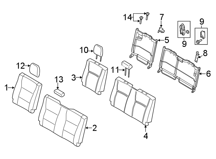 Diagram SEATS & TRACKS. REAR SEAT COMPONENTS. for your 2016 Ford Explorer   