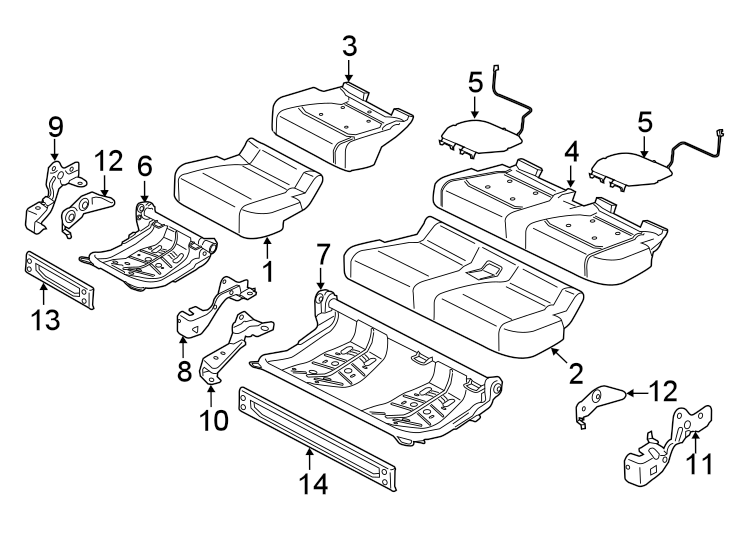 Diagram SEATS & TRACKS. REAR SEAT COMPONENTS. for your 1998 Lincoln Navigator   