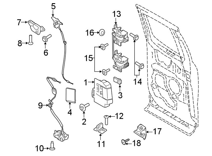 Diagram REAR DOOR. LOCK & HARDWARE. for your 2011 Ford F-250 Super Duty   