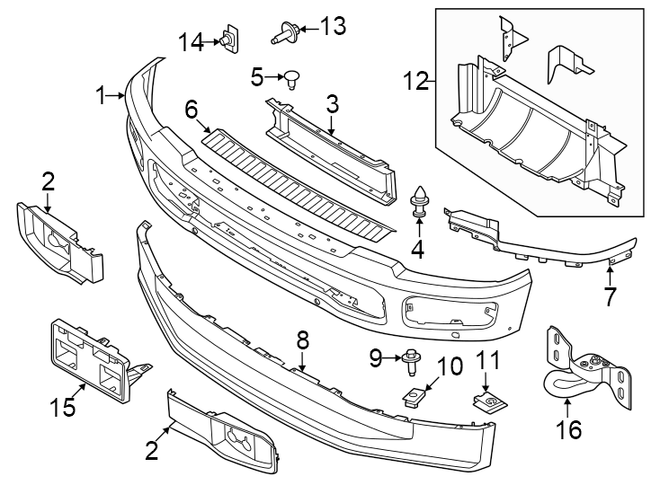 Diagram Front bumper. Bumper & components. for your Ford F-150  