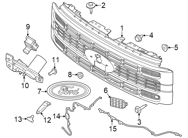 Diagram Grille & components. for your Ford F-150  