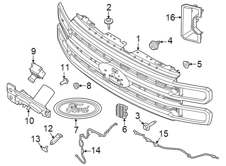 Diagram Grille & components. for your 2015 Lincoln MKZ   