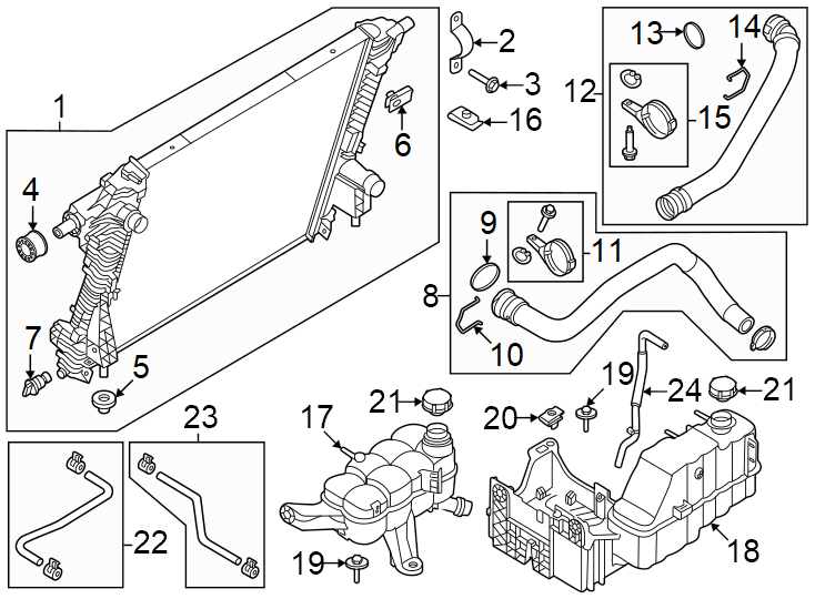 Diagram Radiator & components. for your 1997 Ford Explorer   