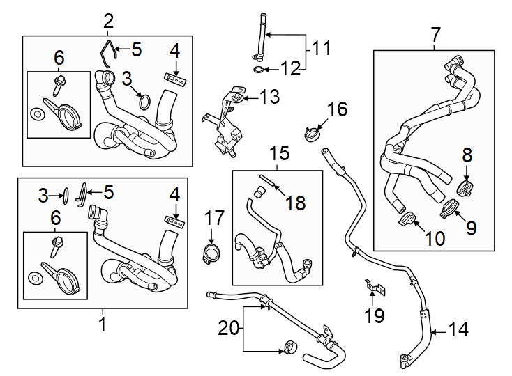 Diagram Hoses & lines. for your 2019 Lincoln MKZ Hybrid Sedan  