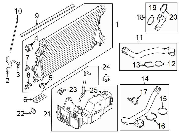 Diagram Radiator & components. for your 1986 Ford F-150   