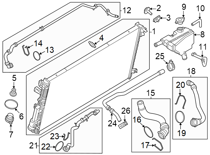 Diagram Radiator & components. for your 1999 Ford Explorer   