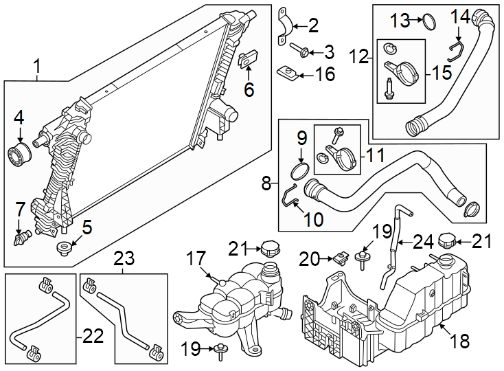 Diagram Radiator & components. for your 1997 Ford Explorer   