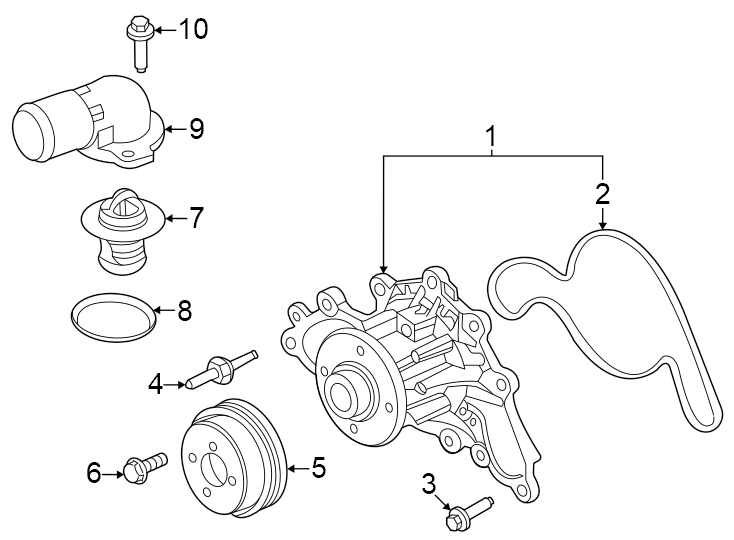 Diagram Water pump. for your Ford