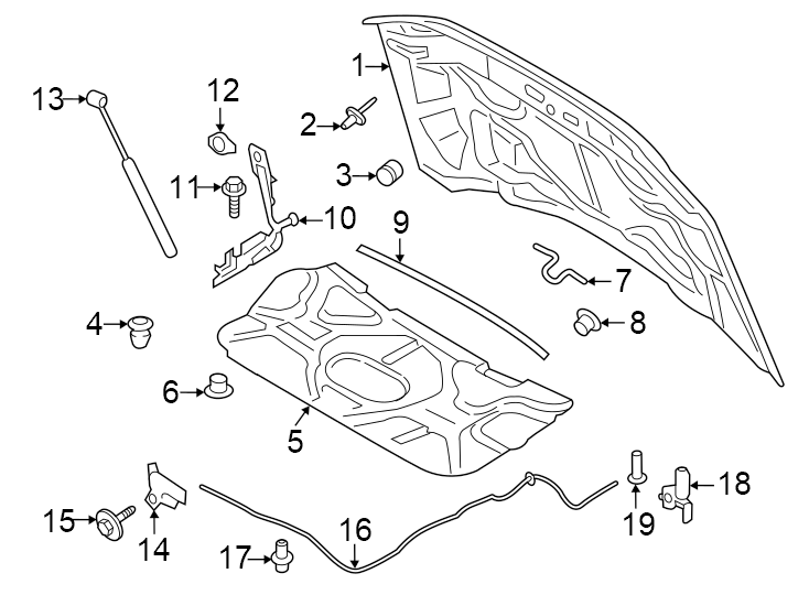 Diagram Hood & components. for your 2004 Ford F-150 4.6L Triton (Romeo) V8 A/T RWD STX Standard Cab Pickup Stepside 