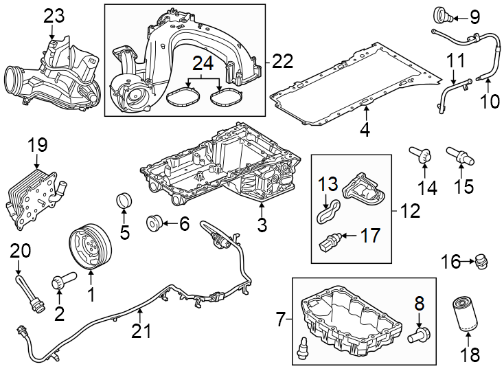 Diagram Engine parts. for your Ford