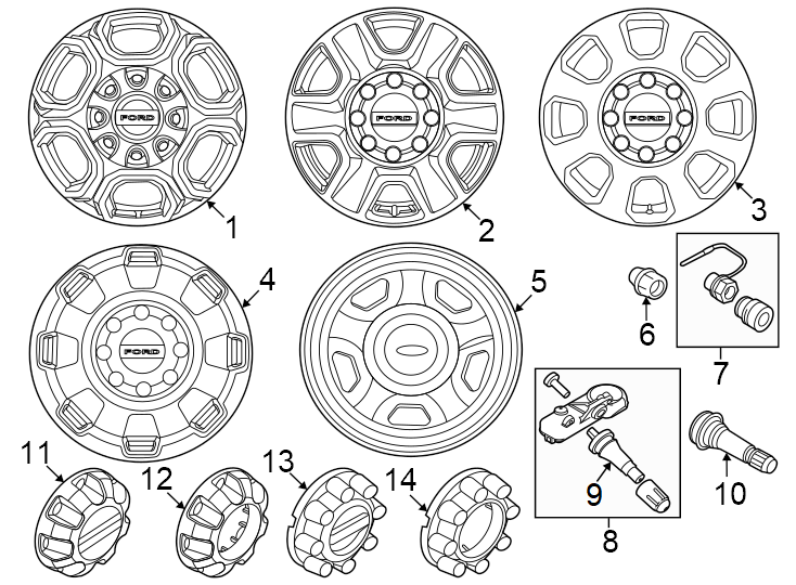 Diagram Wheels. for your 2023 Ford Mustang 2.3L EcoBoost A/T EcoBoost Coupe 