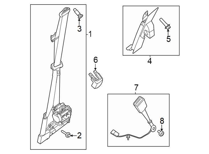 Diagram Restraint systems. Front seat belts. for your Ford