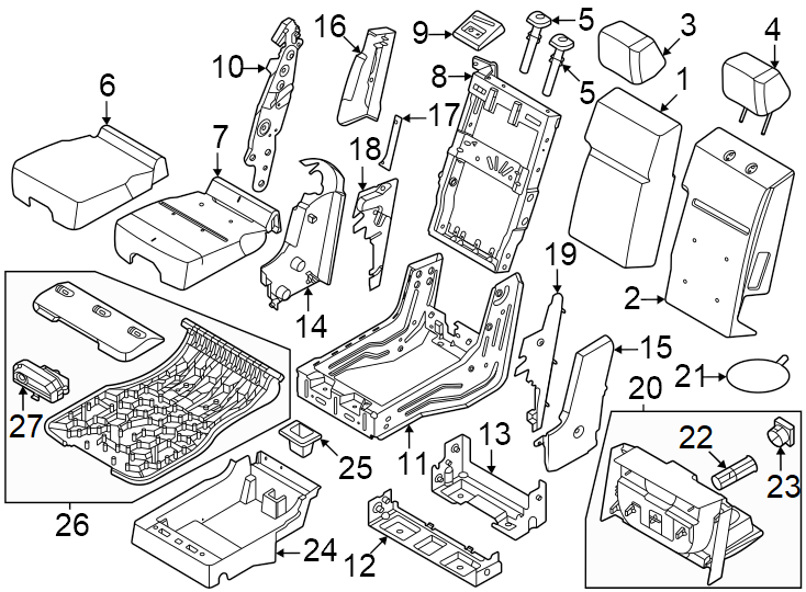 Diagram Seats & tracks. Split bench seat. for your 1990 Ford F-150   