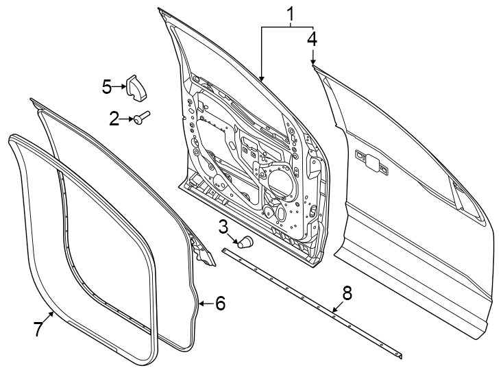 Diagram Front door. Door & components. for your 2016 Lincoln MKZ Black Label Sedan  