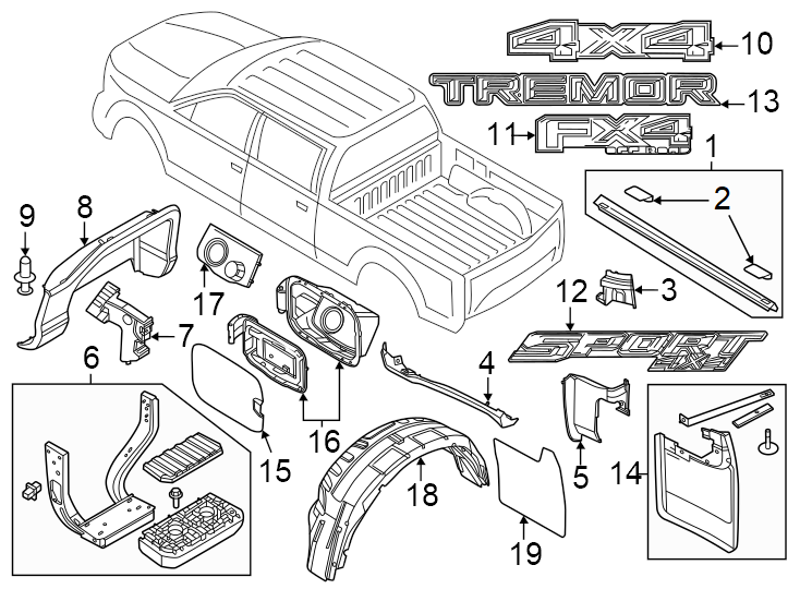 Diagram Pick up box. Exterior trim. for your 2014 Ford E-250   