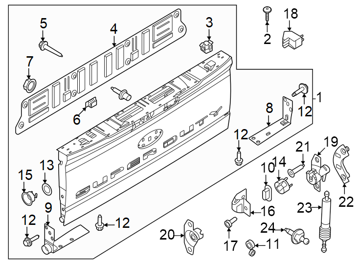 Diagram Tail gate. for your 2017 Ford F-350 Super Duty 6.7L Power-Stroke V8 DIESEL A/T RWD XL Standard Cab Pickup Fleetside 