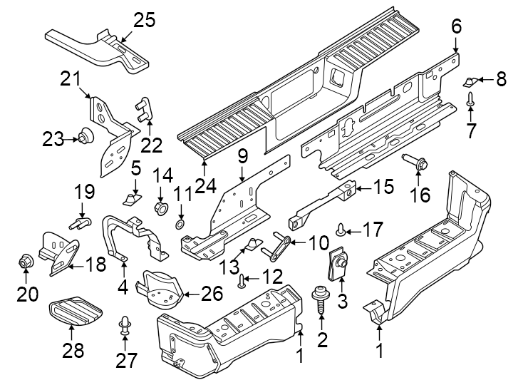 Diagram Rear bumper. Bumper & components. for your 1999 Ford F-150   