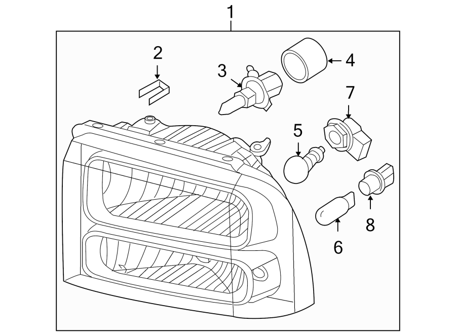 Diagram FRONT LAMPS. HEADLAMP COMPONENTS. for your Ford