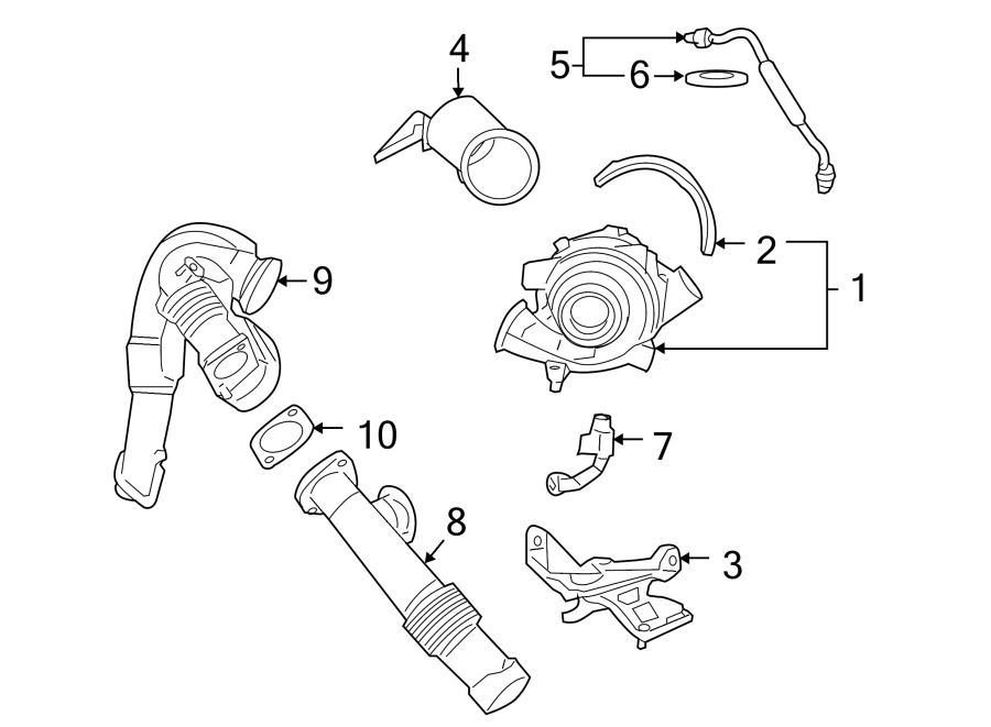 Diagram TURBOCHARGER & COMPONENTS. for your Ford