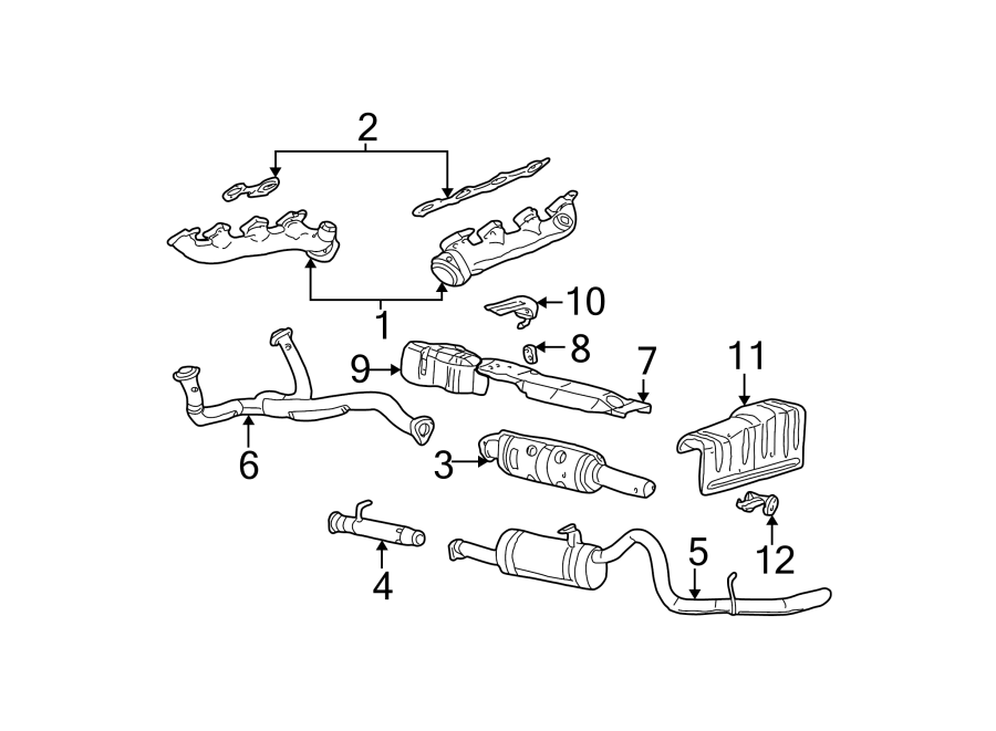 Diagram EXHAUST SYSTEM. EXHAUST COMPONENTS. for your Ford