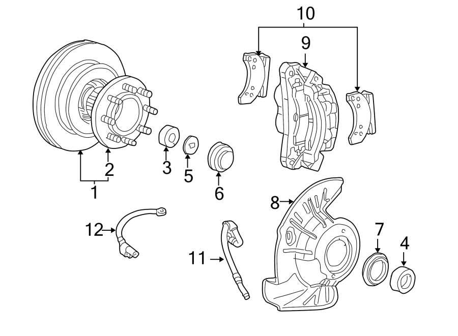 Diagram FRONT SUSPENSION. BRAKE COMPONENTS. for your 2010 Ford F-150   