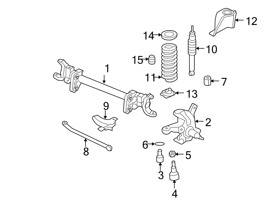 Diagram FRONT SUSPENSION. SUSPENSION COMPONENTS. for your 2021 Ford F-150 3.0L Power-Stroke V6 DIESEL A/T 4WD XLT Extended Cab Pickup Fleetside 