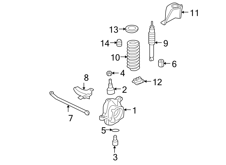 Diagram FRONT SUSPENSION. SUSPENSION COMPONENTS. for your Ford F-250 Super Duty  