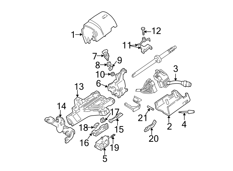 Diagram STEERING COLUMN. SHROUD. SWITCHES & LEVERS. for your Ford