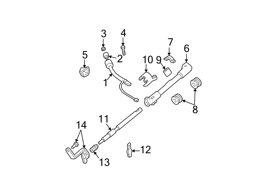 Diagram STEERING COLUMN. HOUSING & COMPONENTS. for your Ford Ranger  