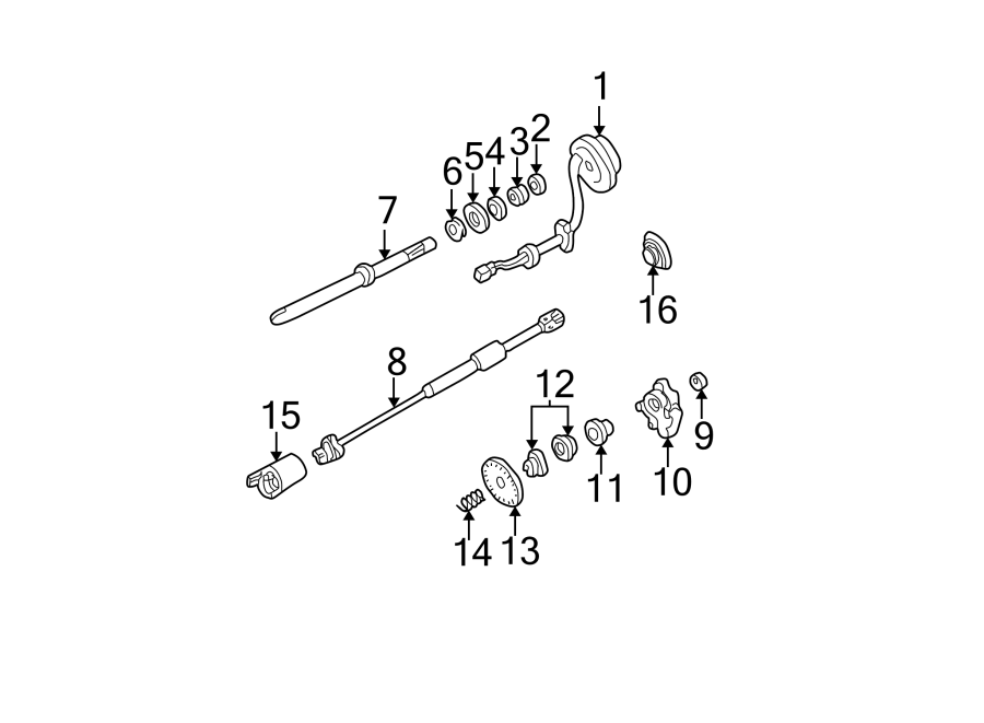 Diagram STEERING COLUMN. SHAFT & INTERNAL COMPONENTS. for your Ford