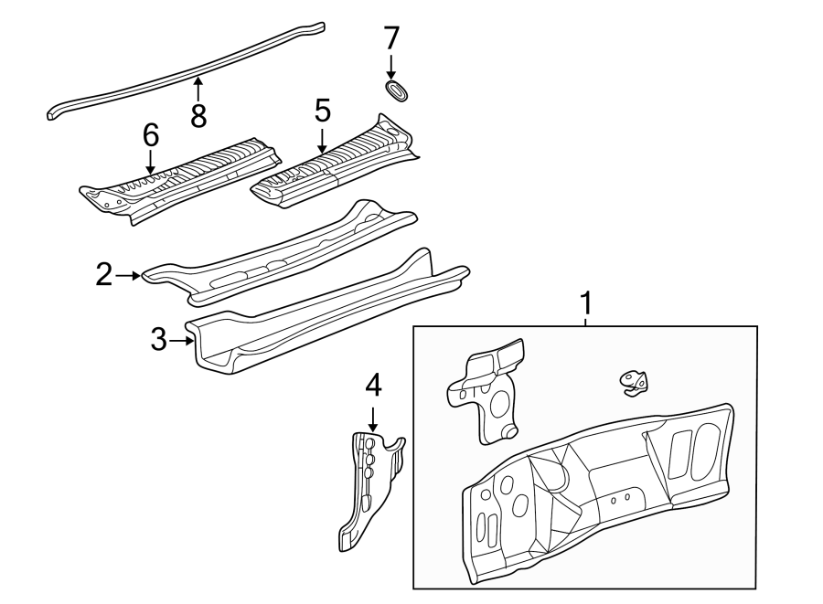 Diagram Cowl. for your Ford F-350 Super Duty  