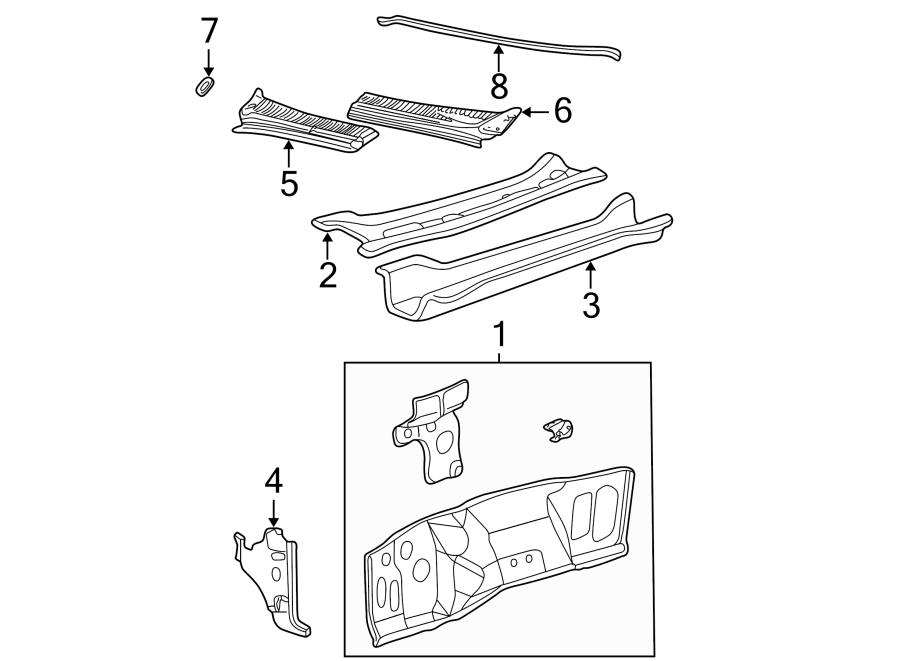 Diagram COWL. for your Ford F-350 Super Duty  