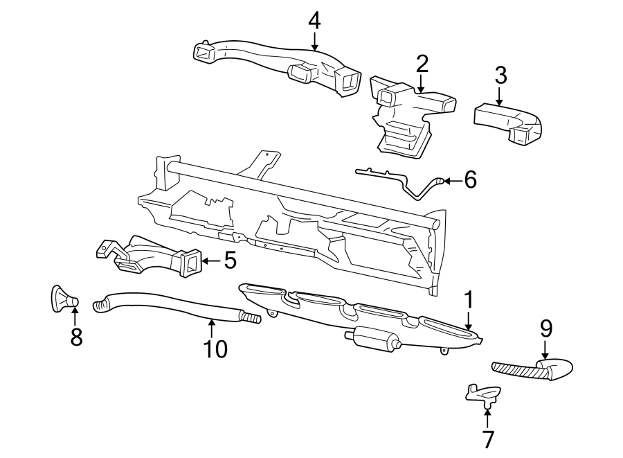 Diagram Instrument panel. Ducts. for your Ford F-250 Super Duty  