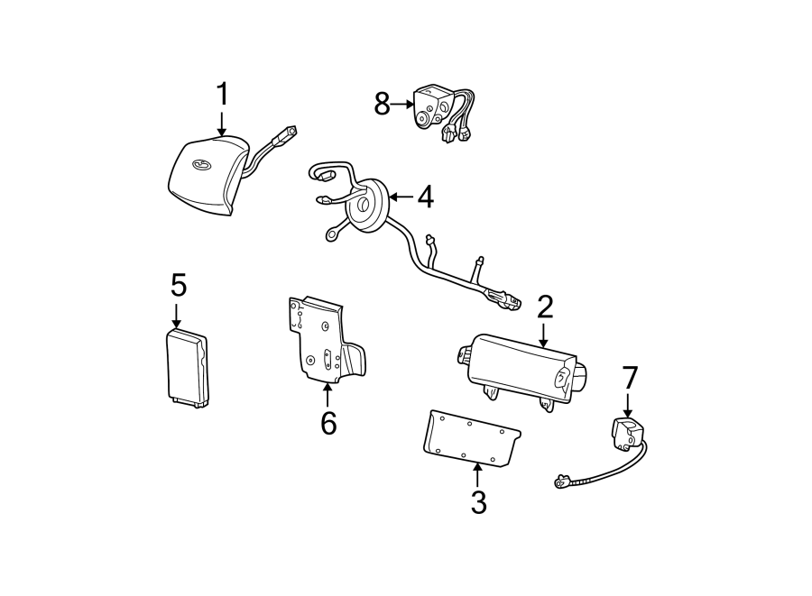 Diagram RESTRAINT SYSTEMS. AIR BAG COMPONENTS. for your 2023 Ford Transit Connect 2.5L Duratec A/T XL Mini Cargo Van 