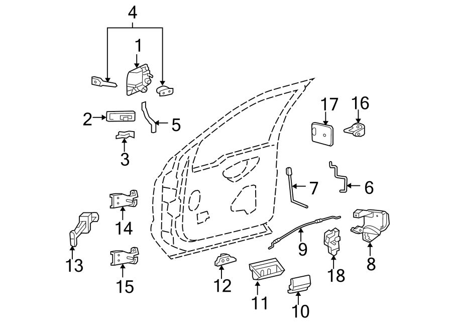 Diagram FRONT DOOR. LOCK & HARDWARE. for your Ford Explorer  