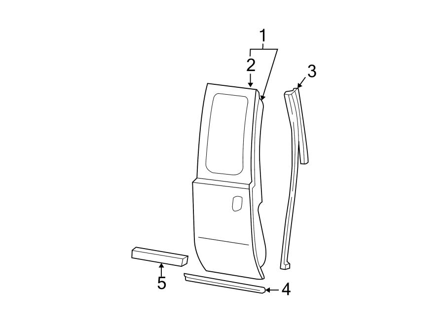 Diagram REAR DOOR. DOOR & COMPONENTS. EXTERIOR TRIM. for your 2013 Ford F-150 3.7L V6 FLEX A/T 4WD XLT Extended Cab Pickup Fleetside 