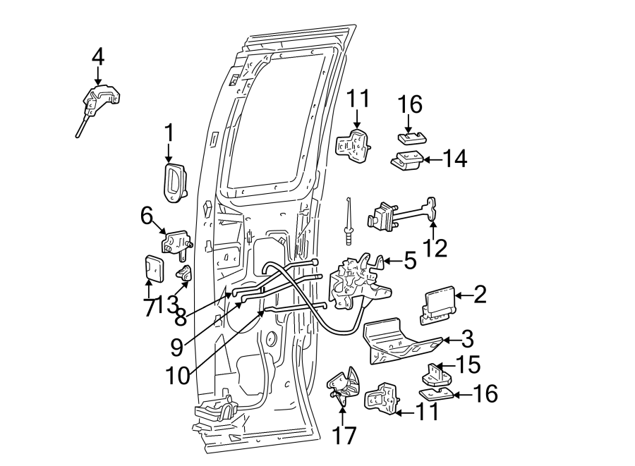 Diagram REAR DOOR. LOCK & HARDWARE. for your Ford F-350 Super Duty  