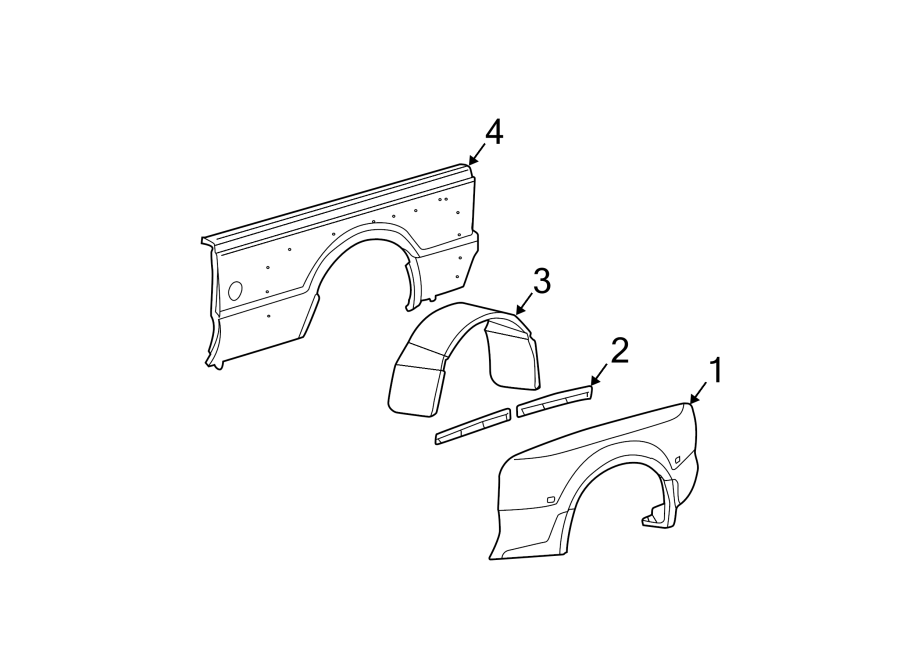 Diagram PICK UP BOX. FENDER. for your 2000 Ford E-150 Econoline Club Wagon   